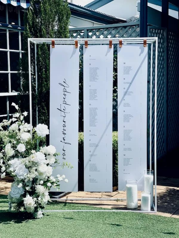 Hanging seating charts